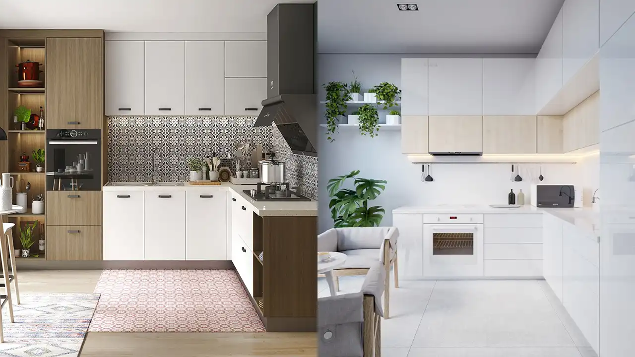 مدل کابینت ال مانند + طراحی بسیار شیک و جذاب برای کابینت آشپزخانه با بروزترین رنگ های چوب