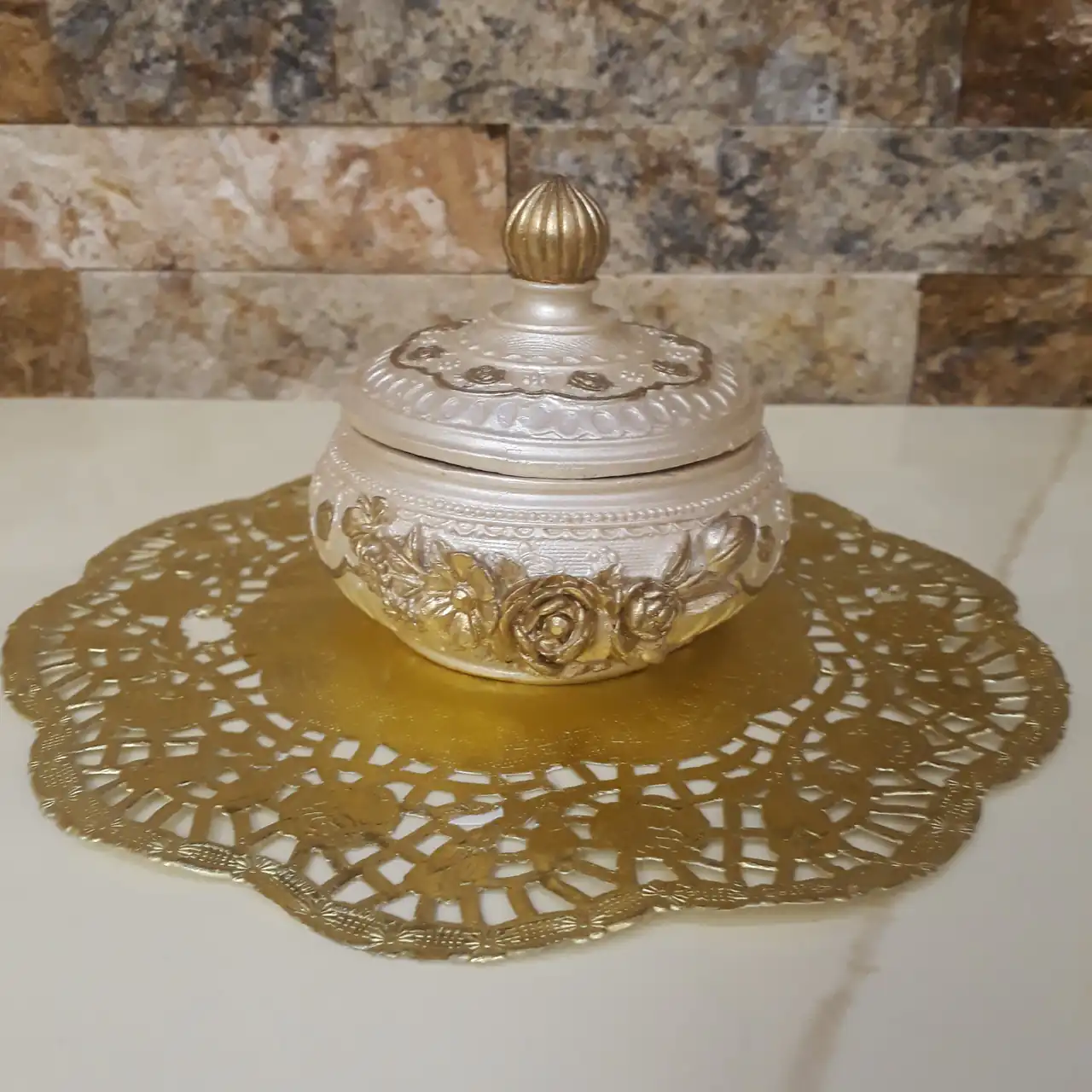 قندان مجلسی کریستال نقره ای و برنزی جدید زیبا و لاکچری که همه عاشقش میشن