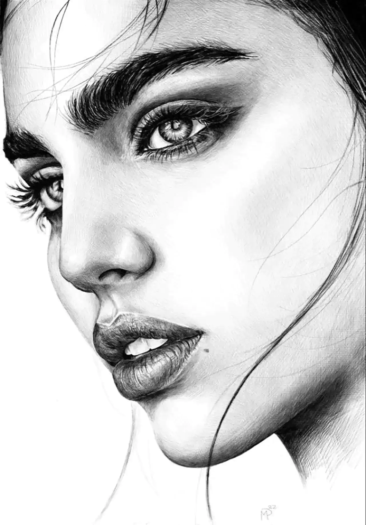 ایده نقاشی چهره سیاه قلم هنری از سایه و نور که احساسات را با یک رنگ روایت میکند