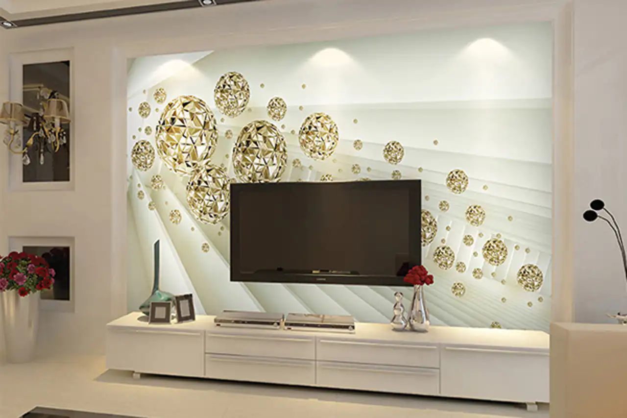 مدل کاغذ دیواری پشت تلویزیون با جلوه خاص برای دیوار پذیرایی با مدل های 2026