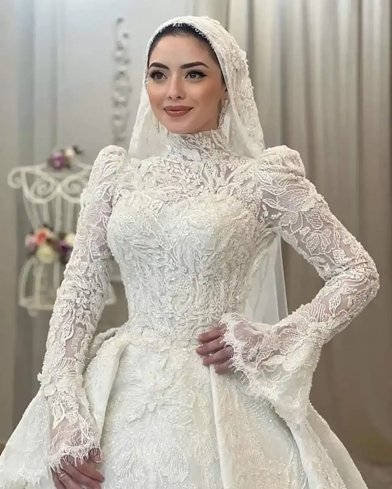 مدل عروس پوشیده + استایل خاص و باکلاس در روز عروسی با انتخاب لباس عروس پوشیده