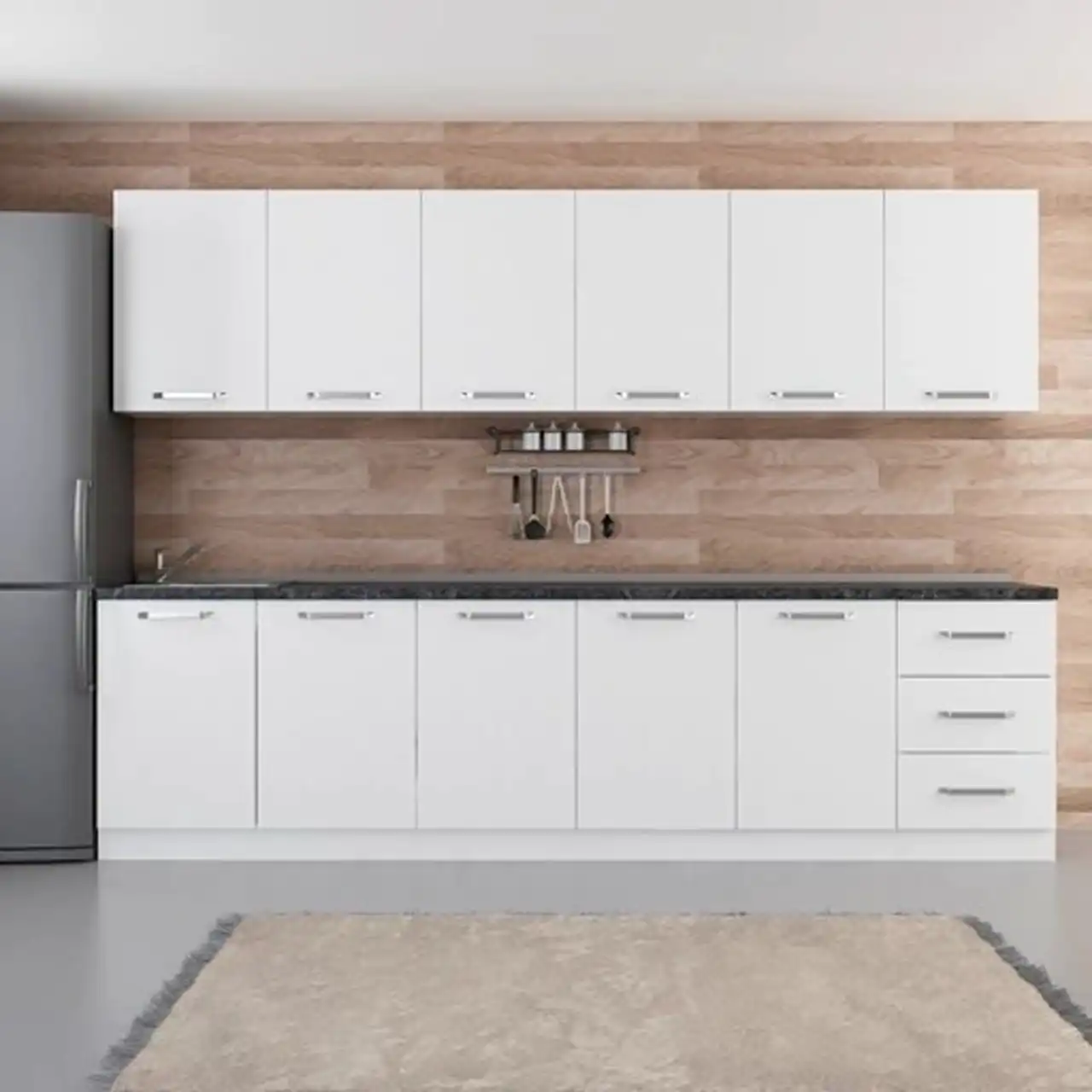 مدل کابینت سه متری + طراحی هوشمند برای فضاهای کوچک با زیبایی ظرافت و کارایی