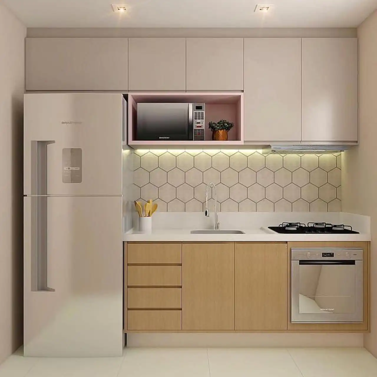 مدل کابینت سه متری + طراحی هوشمند برای فضاهای کوچک با زیبایی ظرافت و کارایی