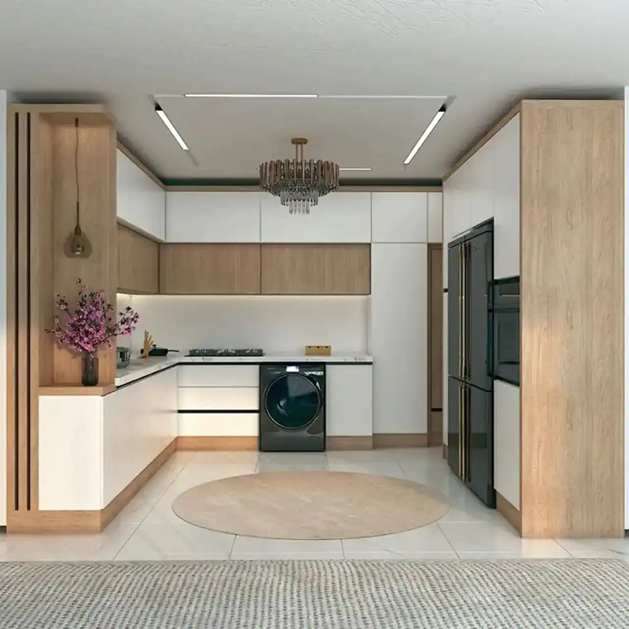 مدل کابینت سه طبقه ایده ای هوشمندانه برای نظم دهی و استفاده بهینه از فضای آشپزخانه