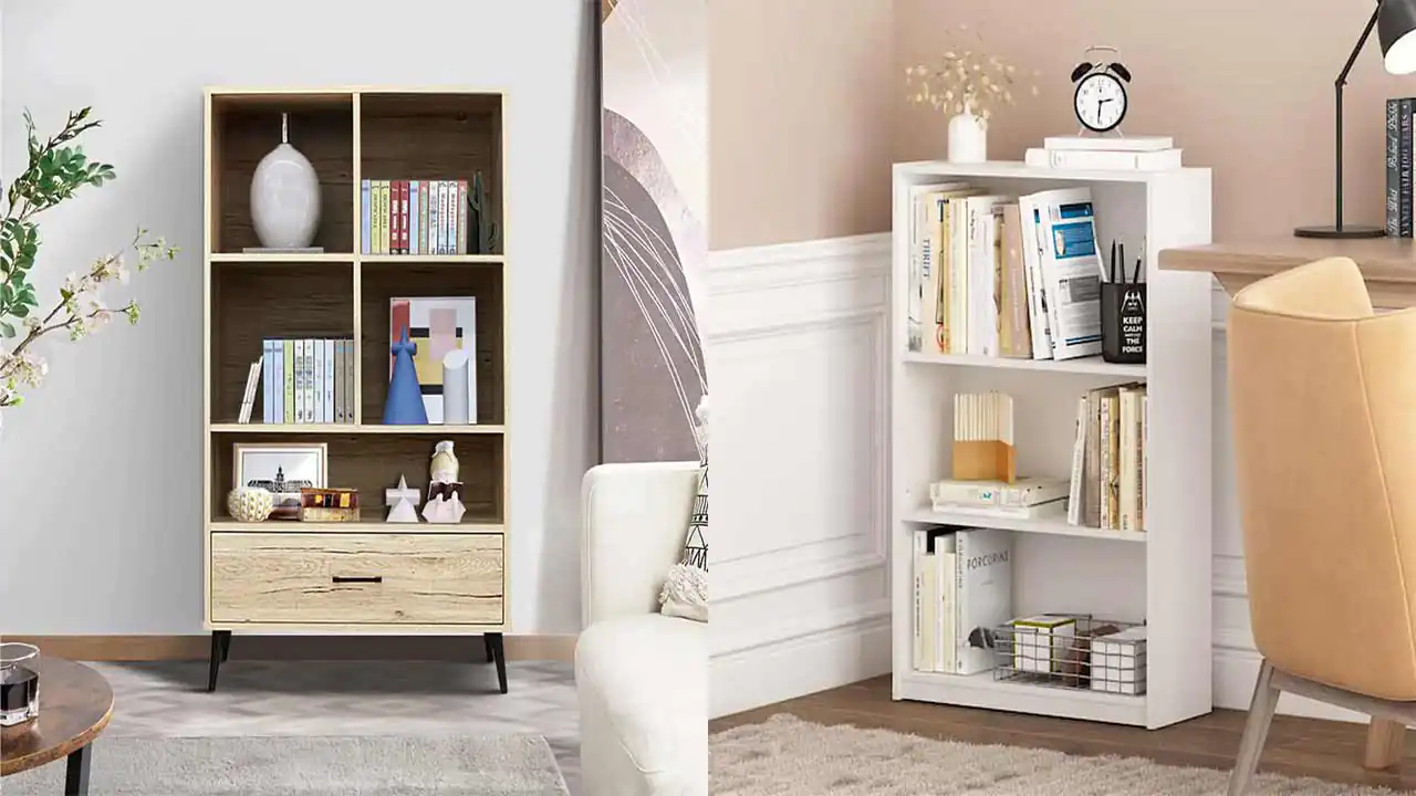 مدل کتابخانه داخل پذیرایی با رنگبندی و طراحی های مدرن و متفاوت که ترند شدن