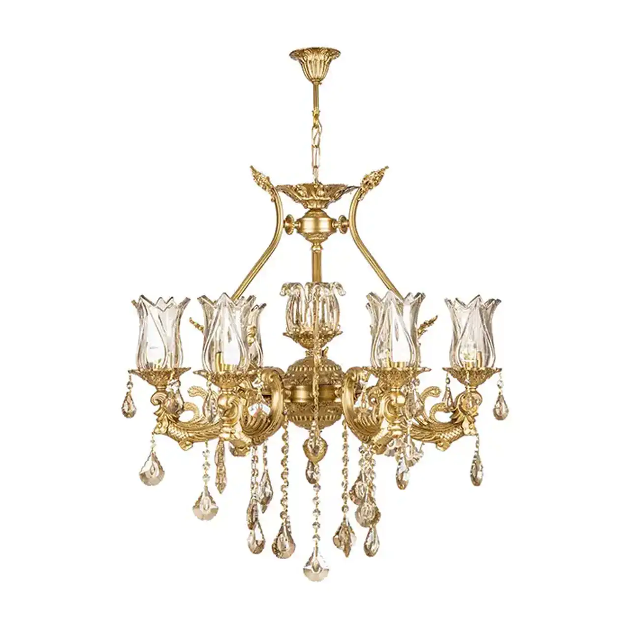 مدل لوستر پذیرایی با کریستالهای درخشان برای نورپردازی مجلل و تغییر دکوراسیون