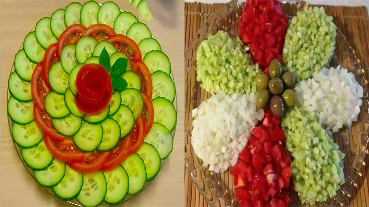 مدل سالاد با خیار و گوجه + تزیینات هنری و اشتهاآور برای سفرههای رنگین کدبانوها
