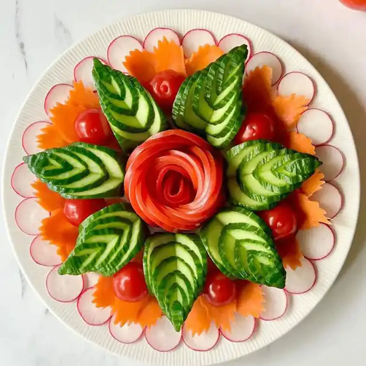 مدل سالاد با خیار و گوجه + تزیینات هنری و اشتهاآور برای سفرههای رنگین کدبانوها